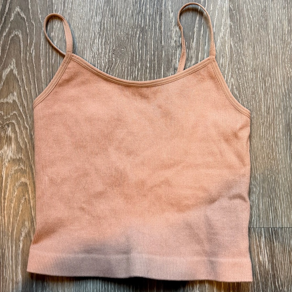 Tan Spaghetti Strap Women's Top With Cut Out Back